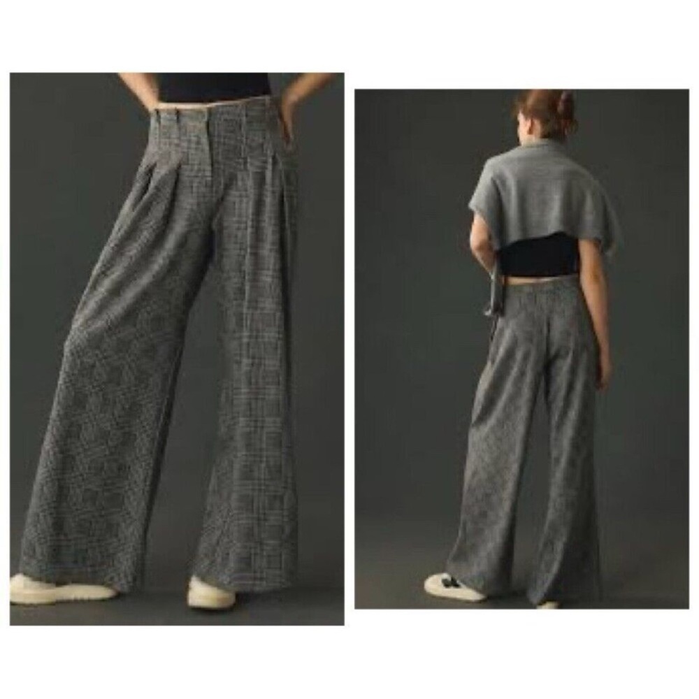 Maeve by Anthropologie plaid wide leg pants
